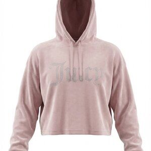Juicy Couture Y2K Velour Hoodie Pink Rhinestone Bling Size S